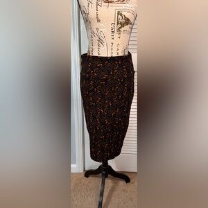LuLaRoe Black and Orange Knee-Length Pencil Skirt